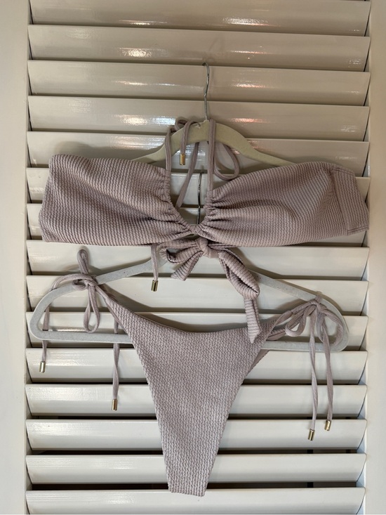 Monday Swimwear Other - MONDAY SWIMWEAR Tie-Front Bandeau Bikini in Dusty Mauve